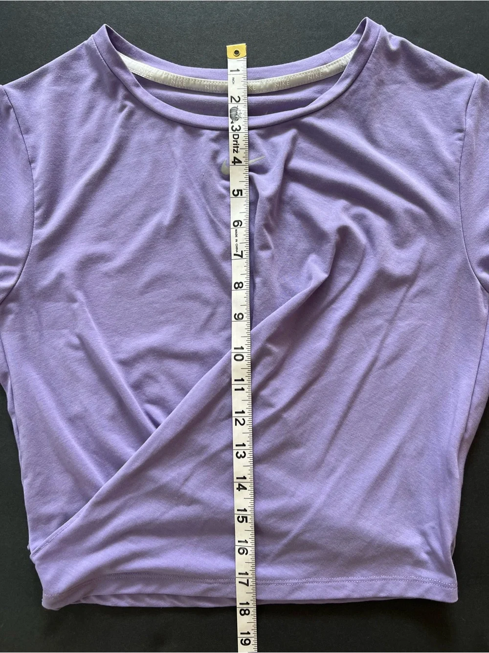 Nike Lavender Short Sleeve Faux Wrap Cropped Crew Tee